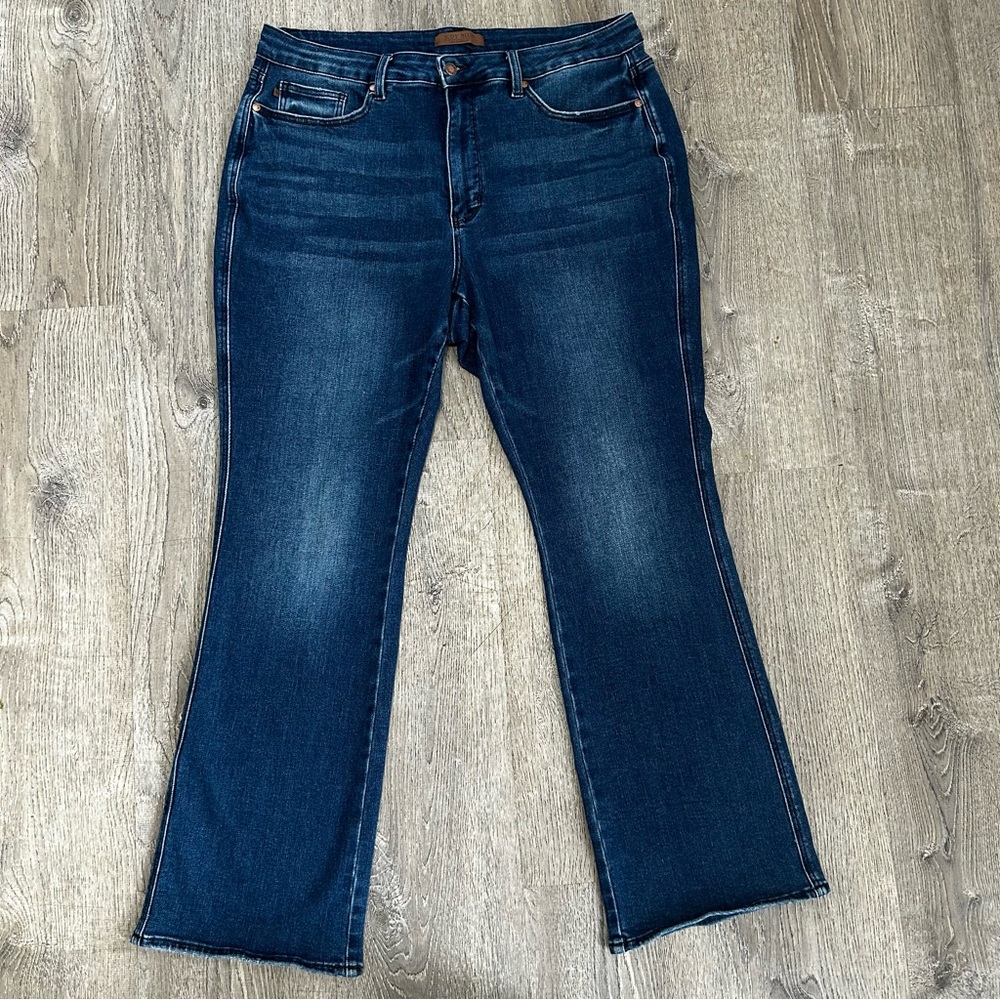 Judy Blue 20W Long Bootcut/Flare Jeans Dark Wash High Stretch Plus Size Denim